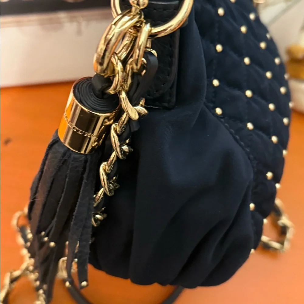 Juicy Couture Vintage Navy Quilted Studded Bag with Gold Accents EUC - Picture 7 of 12